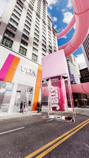 Giant Tube Slide Around Ulta Beauty in a fake-out-of-home ad of CoverGirl