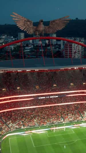 Metal Eagle Soars Above Stadium in fake-out-of-home ad of Adidas