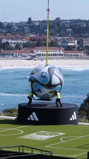 Soccer Ball Helicopter Delivery in fake-out-of-home ad of Adidas