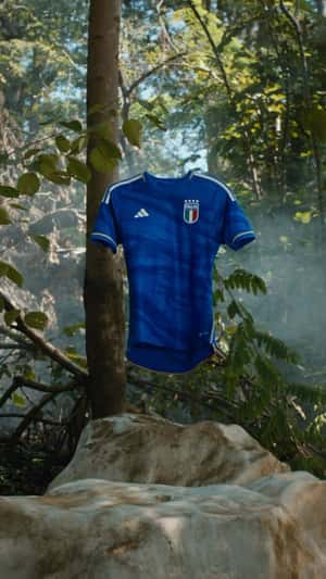 Blue Jersey Floats in the Woods in fake-out-of-home ad of Adidas