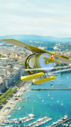 Ice Cream Airplane Flies Above Swiss Waters in a fake-out-of-home ad of LEC