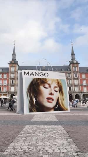 Printed White Paper Bag in fake-out-of-home ad of Mango