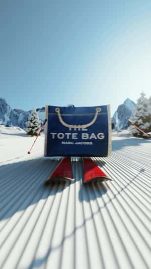 Tote Bags Skiing in fake-out-of-home ad of Marc Jacobs