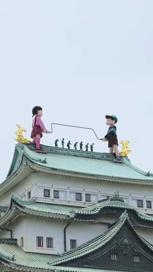 Squid Game Jump Rope at Nagoya Castle in a fake-out-of-home ad of Netflix