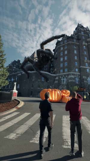Giant Tarantula Climbing in fake-out-of-home ad of Accor