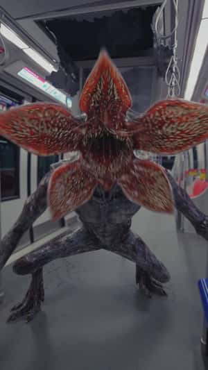"Demogorgon" Breaks into Train in a fake-out-of-home ad of Netflix