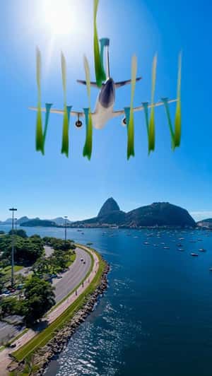 Airplane Flies with Flowing Ribbons in a fake-out-of-home ad of CBG