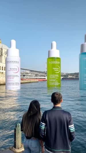 Floating Giant Serums in Bosphorus in fake-out-of-home ad of Bioderma