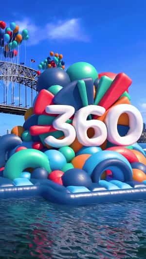 "360" Inflatable on Sydney Harbour in a fake-out-of-home ad of Saint-Gobain 