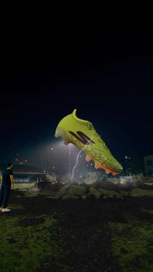 Giant Football Boot Falls Like a Comet in a fake-out-of-home ad of Skechers