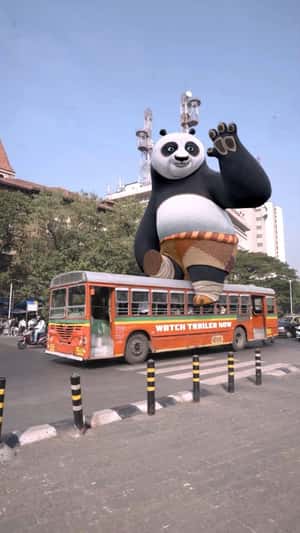 Panda Rides on Bus in fake-out-of-home ad of Universal Pictures