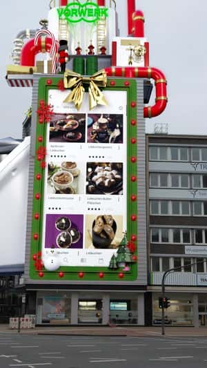 Christmas Baking Factory Installation in a fake-out-of-home ad of Thermomix 