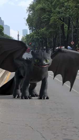 "Toothless" Lands in Reforma in a fake-out-of-home of Universal Pictures 