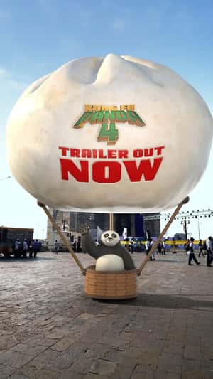 Panda in Hot Air Balloon in fake-out-of-home ad of Universal Pictures