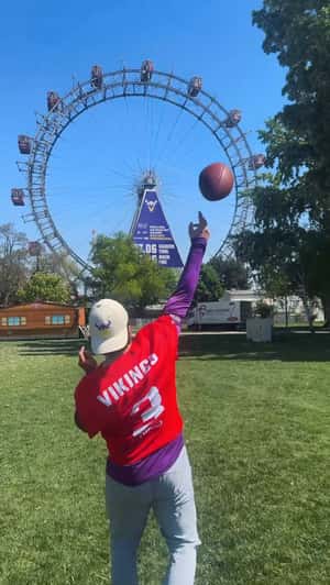 Football Strikes Billboard in a fake-out-of-home ad of Vienna Vikings 
