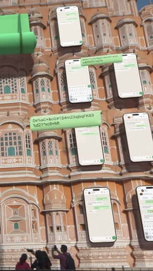Giant Phones on Hawa Mahal Facade in a fake-out-of-home ad of WhatsApp 