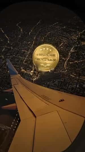 Giant Medallion Over Cologne in a fake-out-of-home ad of Eurowings 