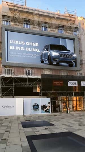 Car Stops in Billboard Display in a fake-out-of-home ad of Volvo