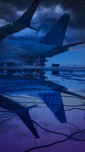 Tail Reflected Upside Down in Snow in a fake-out-of-home ad of United Airlines 