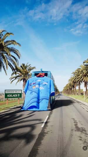 Giant Jersey Hangs on Bus in a fake-out-of-home ad of Adelaide Strikers 