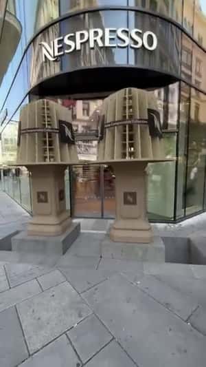 Giant Compostable Capsule in Vienna in fake-out-of-home ad of Nespresso