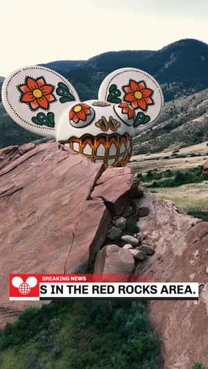 Mouse Head Towers at Red Rocks in a fake-out-of-home ad of deadmau5 