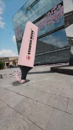 Giant Highlighter Leaves Floral Trail in a fake-out-of-home ad of Stabilo