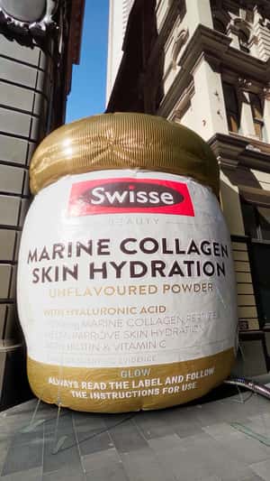 Giant Inflatable Jar Bursts in a fake-out-of-home ad of Swisse Beauty