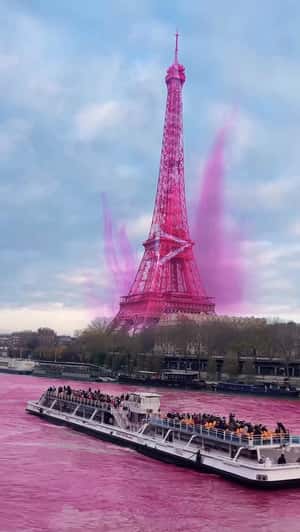 Paris Landmarks Turn Pink in a fake-out-of-home ad of Warner Music 
