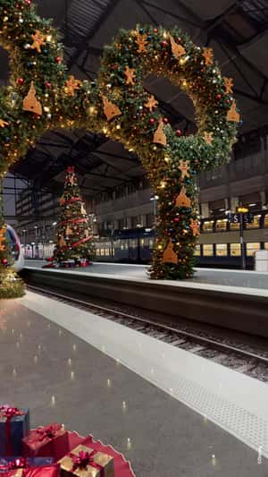 Train Passes Through Mickey Mouse Wreath in a fake-out-of-home ad of TGV 