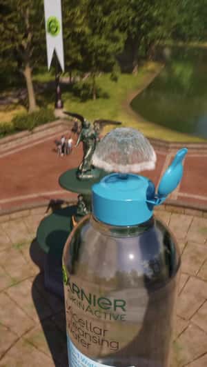 Giant Cleansing Water Turns into Fountain in a fake-out-of-home ad of Garnier 