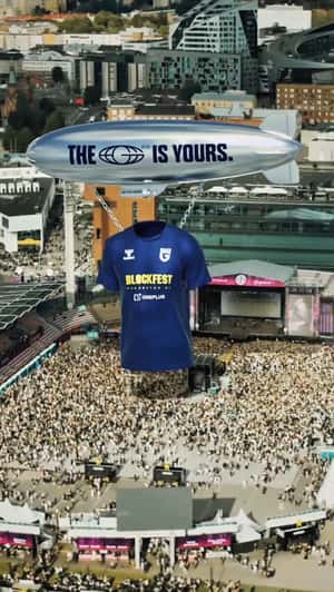 Giant Jersey Suspended on Blimp in a fake-out-of-home ad of Gilla FC 