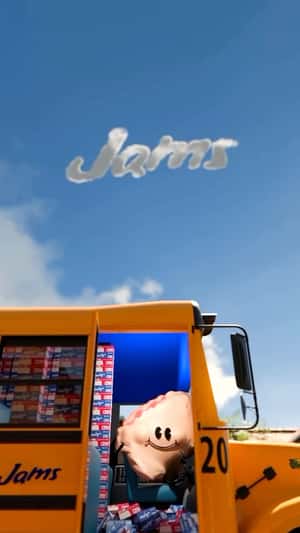 Fruit Snacks Spill from School Bus in a fake-out-of-home ad of Jams 