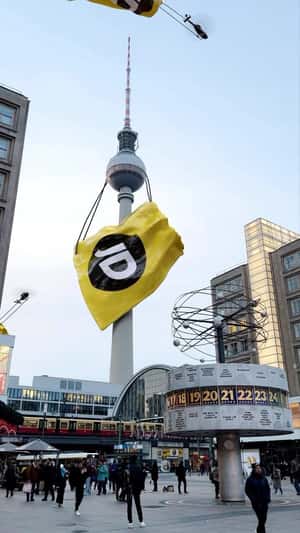 Giant Bag on Berlin TV Tower in a fake-out-of-home ad of JD Sports 