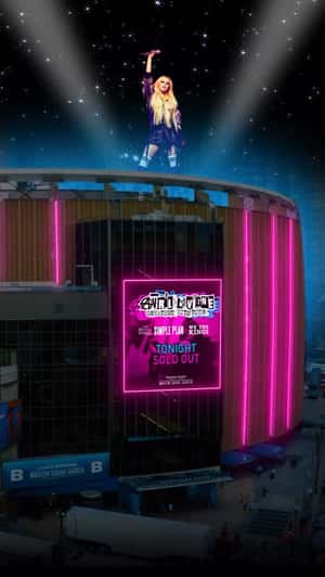 Giant Avril Lavigne Display in a fake-out-of-home ad of Madison Square Garden