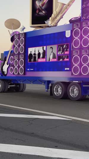 Giant Stage Equipment on Flatbed in a fake-out-of-home ad of Maximum Genç 