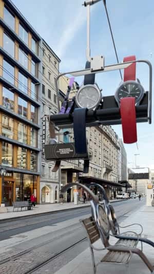 Watches on Ski Lifts in fake-out-of-home ad of Watches and Wonders