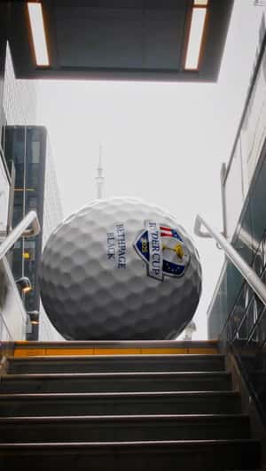 Golf Balls Cascade from Subway Train in a fake-out-of-home ad of Ryder Cup