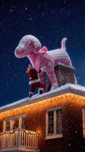 Santa Puts Giant Plush in Chimney in a fake-out-of-home ad of Victoria's Secret PINK