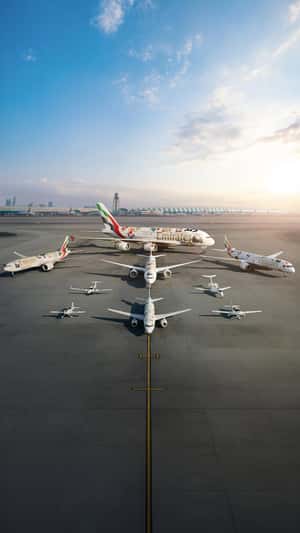 UAE Flag Spectacle on Tarmac in a fake-out-of-home ad of Emirates