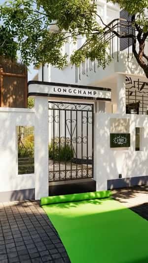 Green Carpet Spans Paris to Shanghai in a fake-out-of-home ad of Longchamp