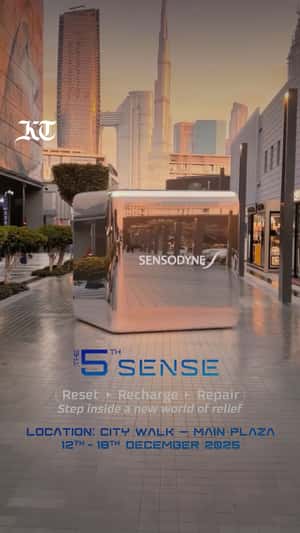 Giant Sensodyne Box Lands on Dubai Street in a fake-out-of-home ad of Khaleej Times 