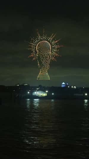 Drone Light Show for FIFA World Cup 2026 in a fake-out-of-home ad of FIFA