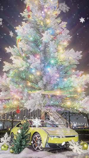 Christmas Tree Appears From Spark in a fake-out-of-home ad of XPENG 