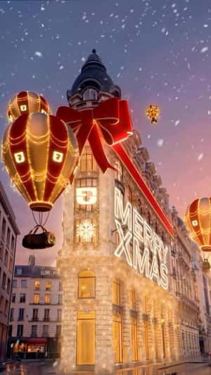 Building Wrapped in Giant Ribbon in a fake-out-of-home ad of Gerard Darel 