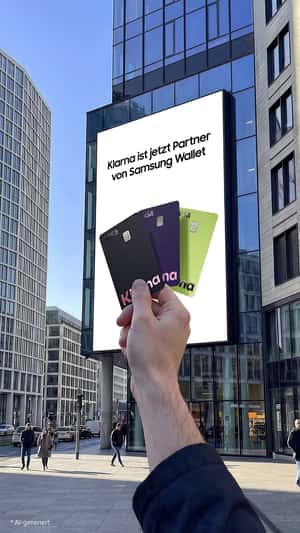 Hand Gets Klarna Card From Billboard in a fake-out-of-home ad of Samsung 
