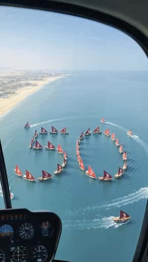 Dhow Boats Form "50" in a fake-out-of-home ad of RAKBANK