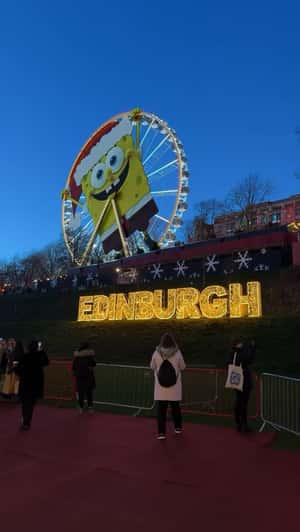 SpongeBob Display on Ferris Wheel in a fake-out-of-home ad of Paramount Pictures 