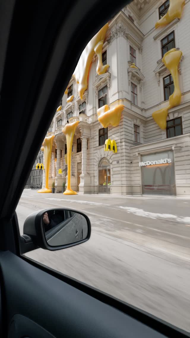 McDonald’s Melted Cheese Overflow in a fake-out-of-home ad of McDonald's