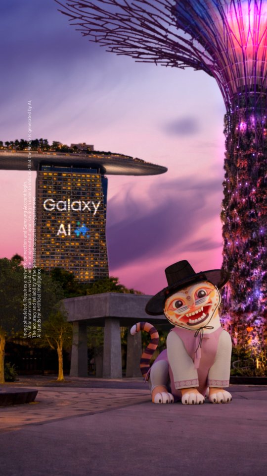 Giant Animated Tiger at Gardens by the Bay in a fake-out-of-home ad of Samsung